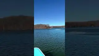 Boating in icy conditions on Clinton lake in the winter #bostonwhaler