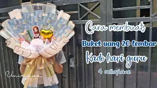 cara membuat buket uang 20 lembar kado hari guru | buket hari guru