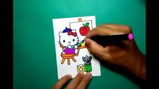 How to draw the artist Kitty | Kitty draws a still life  | Coloring Hello, Kitty