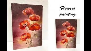 How to paint easy flowers painting / Demonstration /Acrylic Technique on canvas by Julia Kotenko