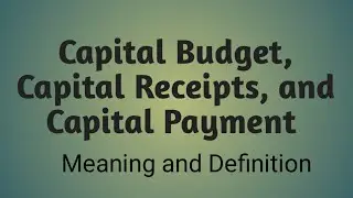 Capital Budget, Capital Receipt, and Capital payment -Definition meaning components