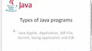Types of Java programs - Applet, Application, Servlet, JSP, Swing apps, EJB