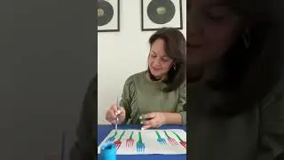Рисуем  тюльпаны с помощью вилок