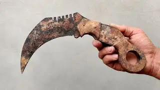 Turning an Ordinary Rusty KARAMBIT Hunting Knife into Razor Sharp Karambit