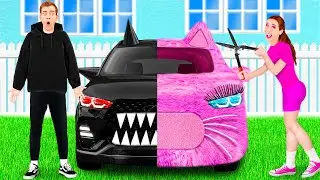 Růžové auto vs Černé auto Výzva | Bláznivá Výzva PaRaRa Challenge
