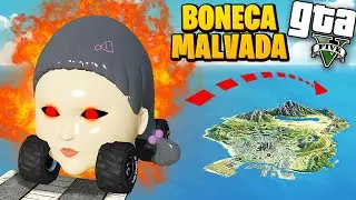 TENTANDO SALTAR POR CIMA DO MAPA DO GTA 5 COM CARRO DA BONECA DO ROUND 6 !! (ÉPICO)