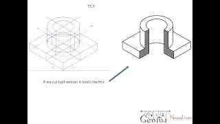 Engineering Drawing Tutorials/Sectional Pictorial with front and side view. (T 5.5)