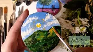 How to draw nature, mountains and a field with flowers | Acrylic Painting | Tutorial | Step by Step