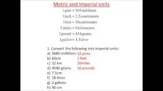 Metric to Imperial conversions