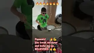 Kid drummer loving Imagine Dragons - Believer 🔥🎵🎶🔥#drummer #drumcover #drumshorts #beliver #efnote