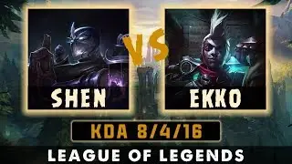 SHEN TOP vs EKKO || No first items || KDA 8/4/16 || Resolve Keystone Rune || Season 9