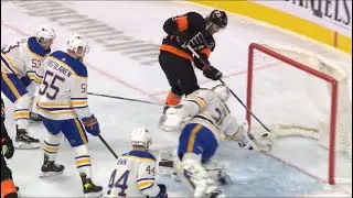 Linus Ullmark Paddle Save on Sean Couturier