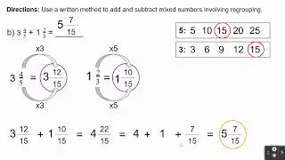 Adding and Subtracting Mixed Numbers with Unlike Denominators Involving Regrouping