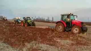 MF 5455 CLAAS 410 LANDİNİ 110 ve NEW HOLLAND 6010 ile Anız Sürümü #1