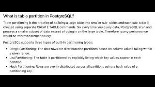 PostgreSQL : How to create Table partitions