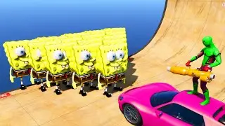 GTA 5 Water Ragdolls SPIDERMAN VS SPONGEBOB (Euphoria Physics, Ragdolls Fails, Funny Moments)