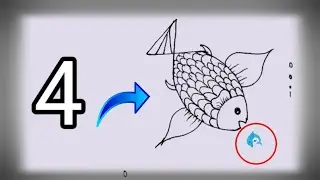 4 number si fish drawing 🐠🤔how to draw 4 number fish...