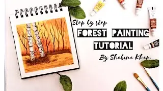 Watercolour Forest painting for beginners/Autumn season/Inspired by @aurorabyz/zen sangam sketchbook