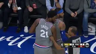 Bledsoe throws the ball at Embiid, Sixers announcer goes into WWE mode