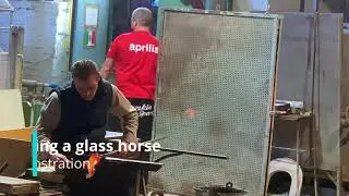 Venice glass factory in Mirano Italy making a glass horse