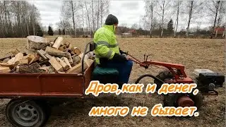 Вывозим остатки дров из леса. Мотоблок МТЗ-09Н.