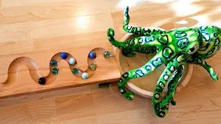 ASMR Reverse Haba Wave Track Marbles Run Colours Green Octopus Toy Lego