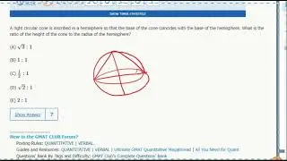 A right circular cone is inscribed in a hemisphere so that the base of the cone coincides with the..
