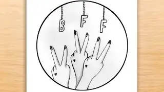 BFF Drawing Easy Step by Step / Best Friends Drawing / Friendship Day Drawing/ Pencil Sketch Drawing