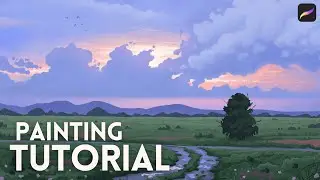 Landscape Painting in Procreate -  Purple Sunset FULL TUTORIAL