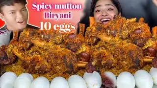 Mutton 7kg spicy Hyderabadi Biryani //2 whole Dum biriyani//Maddy eats mukbang eating ASMR#skrb2vlog