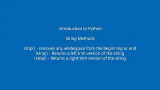 Python String Methods - strip(), lstrip(), rstrip()