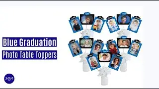 Blue Graduation Party Picture Centerpiece Sticks - Grad Photo Table Toppers | Big Dot of Happiness