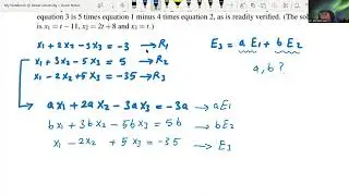 Express the last equation as a sum of multiples of the first two equations - Linear Algebra