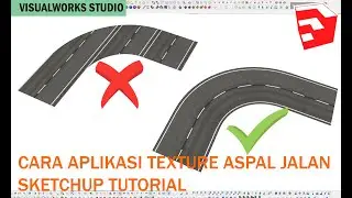 CARA MENGAPLIKASIKAN TEXTURE ASPAL PADA JALAN YANG BERBELOK YANG BAIK - SKETCHUP TUTORIAL