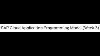 Challenge - SAP Cloud Application Programming Model: Week 3