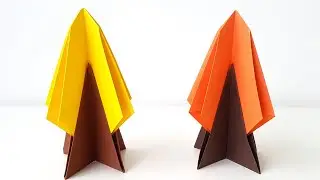 Autumn Tree Origami How to make a paper tree Autumn paper crafts Paper Autumn Tree DIY