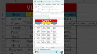 VLOOKUP in excel | VLOOKUP function in excel | VLOOKUP formula in excel #excel #excelshorts #shorts