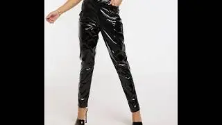 PrettyLittleThing Petite vinyl trousers in black