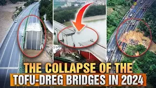 Close up of the 2024 Tofu Dreg Bridge Collapses in Mainland China