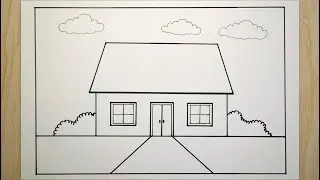Cara menggambar rumah bagus dan mudah