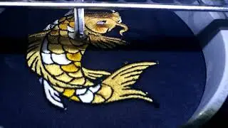 Golden Koi Fish embroidery proces