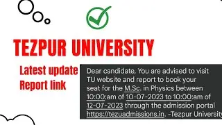 Tezpur university pg admission 2023 | Tezpur University pg admission process 2023 