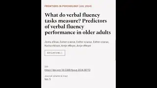What do verbal fluency tasks measure? Predictors of verbal fluency performance in old... | RTCL.TV