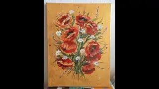 Маки на золотом фоне 30*40