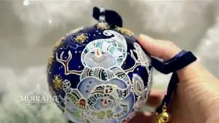 Елочный шар "Снеговички" Витражная роспись