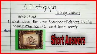 A photograph question answer | class 11 english poem 1 question answer |