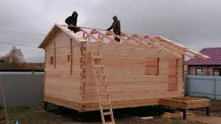 Как мы строили баню из бруса за 10 дней (баня 6х4)