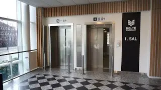 2x 2016 ThyssenKrupp MRL traction elevators @ Holte Midtpunkt, Holte, Denmark