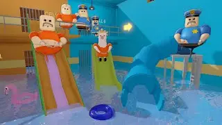 9999 PRISONERS vs 9999 COPS in WATERPARK BARRY'S PRISON RUN! New Scary Obby (
