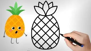How to Draw a Pineapple 🍍 - VERY EASY Pineapple Drawing